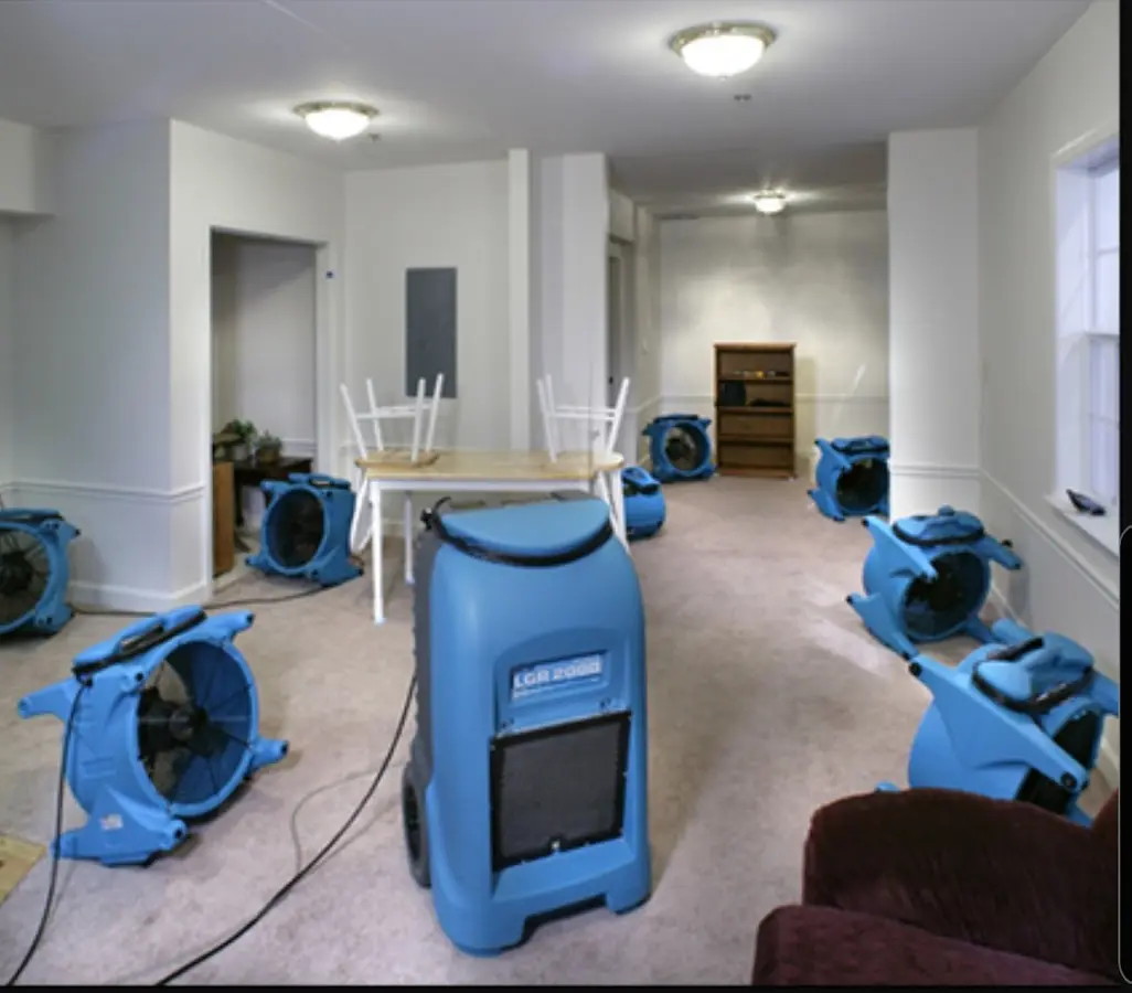Air movers and dehumidifier setup for Water Extraction & Removal in Yuba City