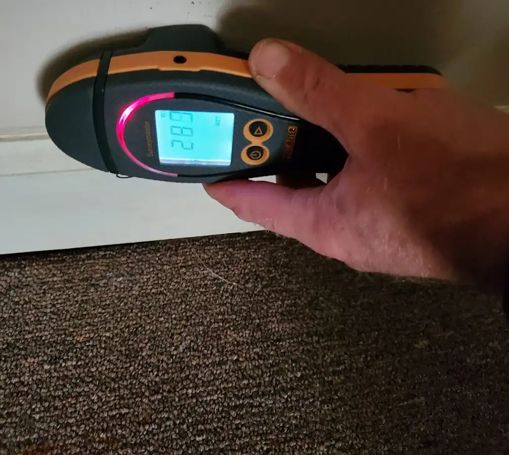 Moisture detection at baseboard during Mold Inspection & Testing in Yuba City